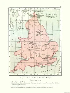 Historic War Map - England War of the Roses - Gardiner 1902 - 23 x 30.18 - Picture 1 of 20