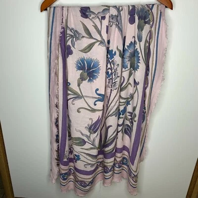 Bufanda Sinfónica 100% Rayón Púrpura Dorado Floral Hecha en Italia ~ 45"x45" Cuadrada Foto 1 de 4