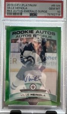 2019-20 o-pee-chee platinum Ville Heinola Emerald Surge RC Auto /10 PSA 10 Pop 1