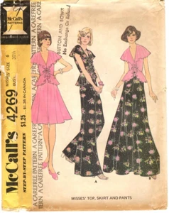 Vintage 1970s McCall's Sewing Pattern Women's TOP SKIRT & PANTS 4269 Sz 6 UNCUT - Picture 1 of 4