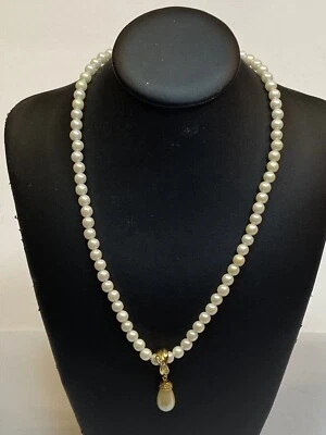 Collar de perlas de imitación con colgante de diamantes de imitación de lágrima blanca lote de 16" + caja Foto 1 de 4