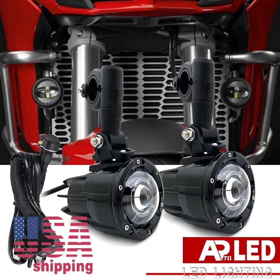 LED Auxiliary Fog Lights Driving Lamps Fits Ducati 998 Diavel Hypermotard w/DRLs - Image 1 of 4