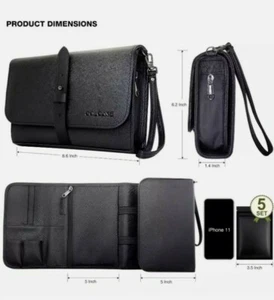 Custodia da viaggio, carta RFID, porta cellulare ecopelle nera custodia inodore - Foto 1 di 12
