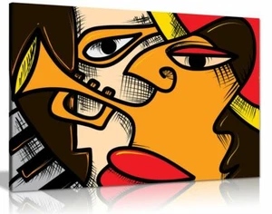 Abstract Jazz Art Music Cubism Canvas Wall Art Picture Print - Afbeelding 1 van 5