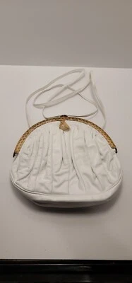 Vintage Sharif White Leather and Exotic Snakeskin Crossbody bag 90s Y2K Purse - Image 1 of 4