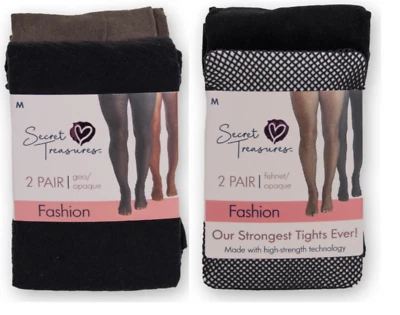 Meia-calça Secret Treasures feminina opaca rede estampa geográfica 4 pares tamanho médio - Imagem 1 de 4