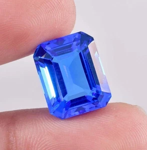 9.30 Ct AAA+ Certified Natural Rare Lustrous Blue Tanzanite Emerald Gemstone - Picture 1 of 6