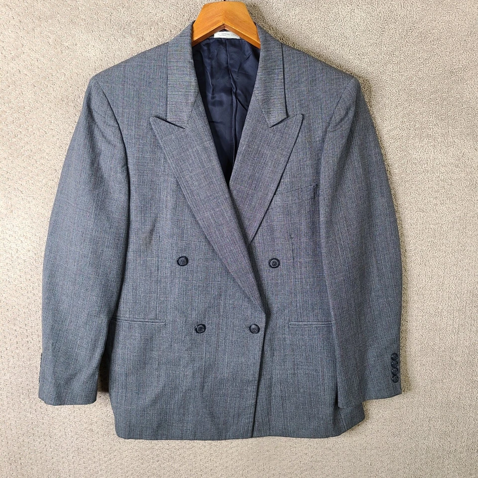 Chaqueta Hardy Amies Para Hombre 40S Gris Cuadros Doble Pecho Blazer Mezcla Lana Foto 1 de 4