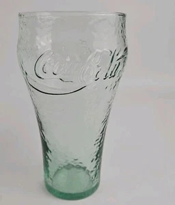 Vintage Coca Cola Coke Green Pebble Bubble Glass Raised Letters 16 Oz - Picture 1 of 9