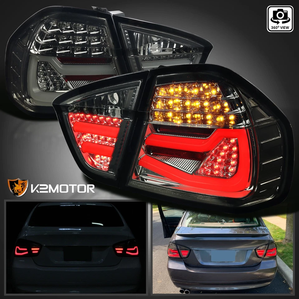 Fits 2006-2008 BMW E90 3 Series 325i 4Dr Sedan Smoke LED Tail Lights Brake Lamps Foto 1 de 4