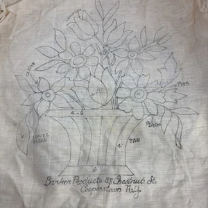 ANTIKES KONVOLUT gestempelte Stickerei Bettwäsche Kissen Punch Nadel Barker Produkte - Bild 1 von 7