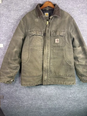 Vintage Carhartt C26 MOS Moss Green Canvas Jacket Size Quilt Lined Large Tall - Image 1 of 4