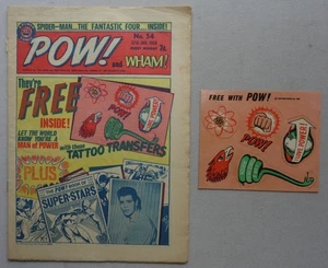 Pow comic #54 Jan 27 1968 +Free Gift Tattoo Transfers and Super-Stars Book GD,VG - Picture 1 of 8