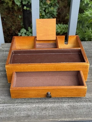 Joyero de madera valet llave almacenamiento teléfono carrito cajón individual 11" x 8" x 3" Foto 1 de 4