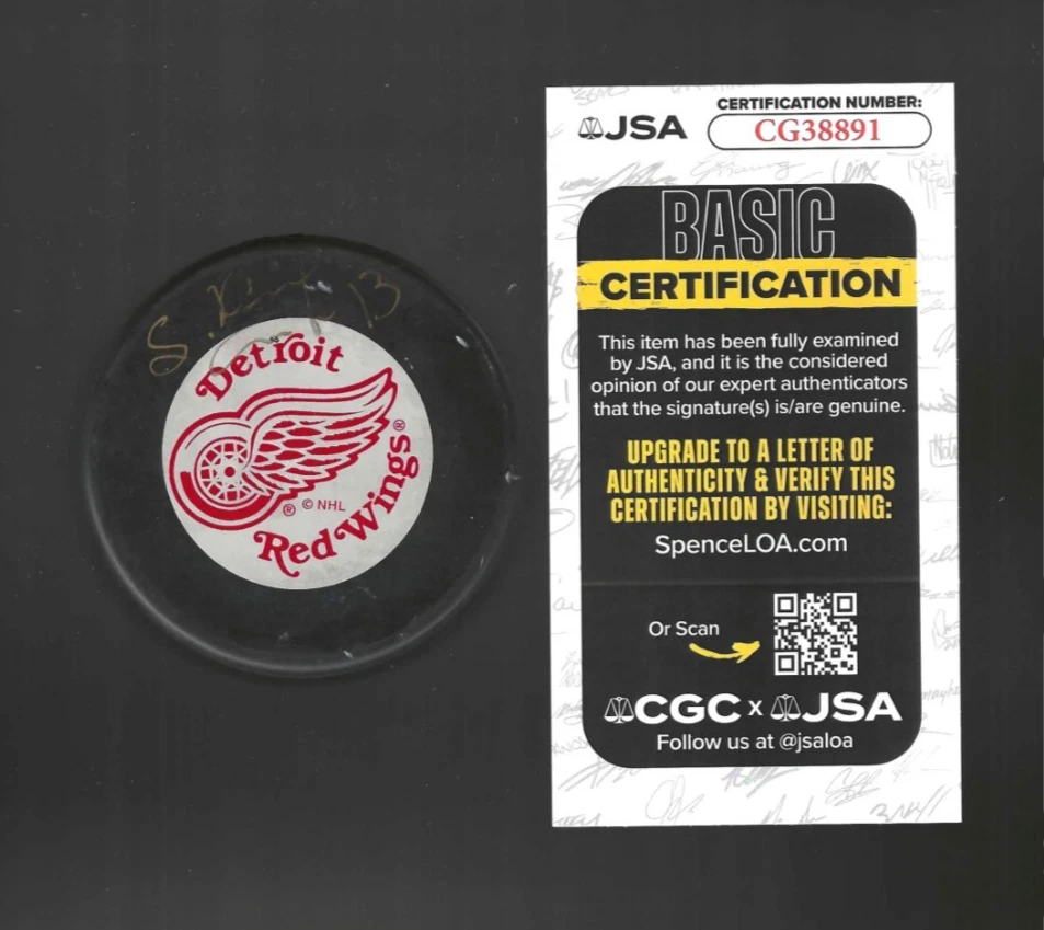 Disco de trinchera Slava firmado por Vyacheslav Kozlov Detroit Red Wings certificado de autenticidad JSA Foto 1 de 1