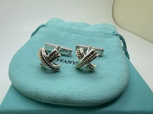1992 Tiffany Co Sterlingsilber 18K Gelbgold Kabel X Manschettenknöpfe - Bild 1 von 7