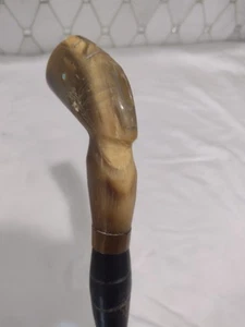 Vintage Carved Horn Cane Walking Stick Egyptian Head Nefertiti 35" - Picture 1 of 11