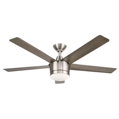 Merwry 52 In. Integrated LED Indoor Brushed Nickel Ceiling Fan with Light Kit an - Image 1 of 4