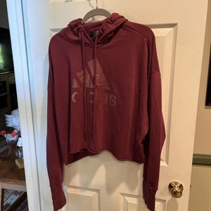 ADIDAS DAMEN KURZ KAPUZENSWEATSHIRT / weinrot / XL - Bild 1 von 7