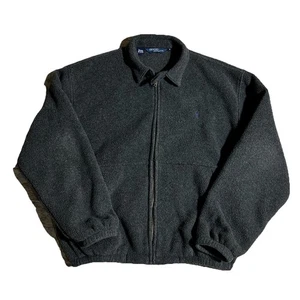 Polo Ralph Lauren Fleece Zip Jacket Men’s L Gray 90s Y2K Vintage - Picture 1 of 7