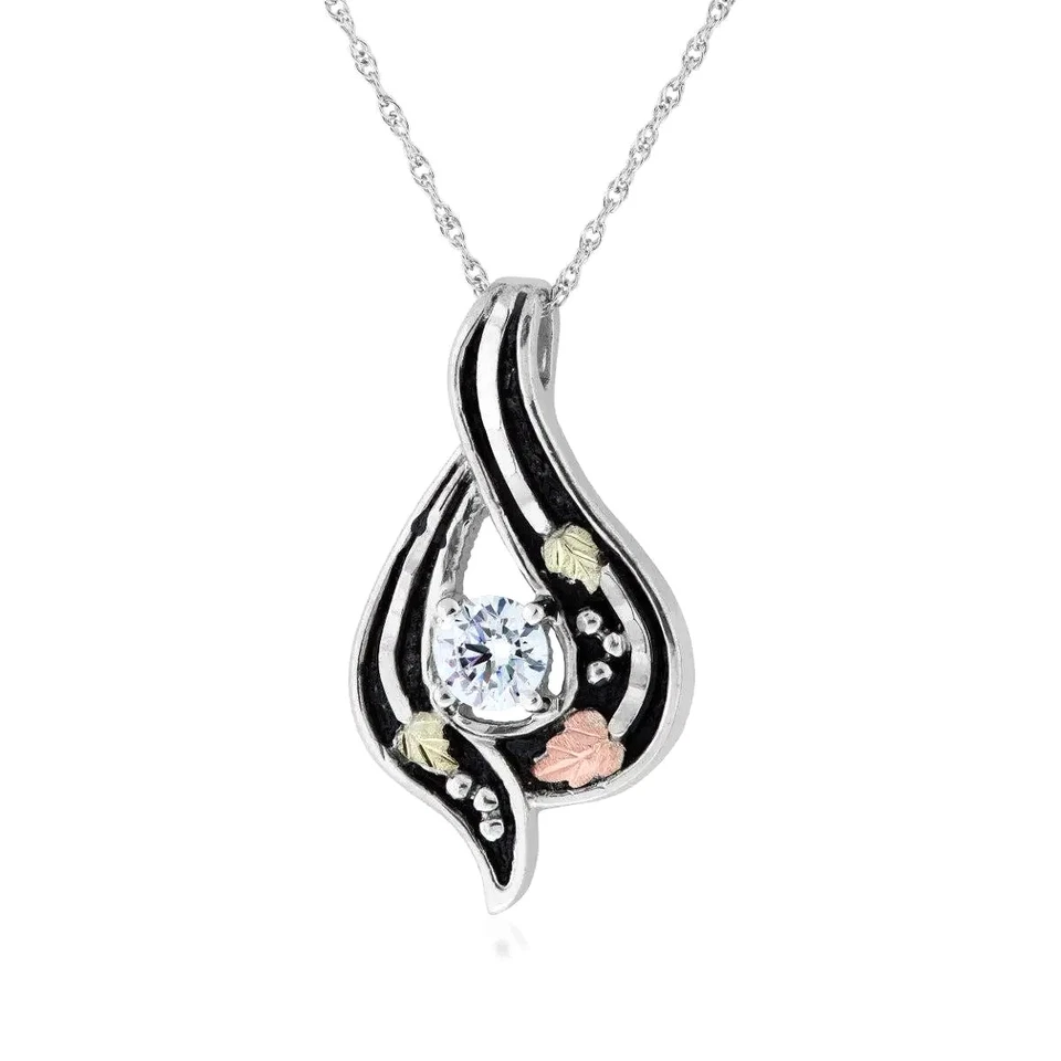 Collar colgante de circonita cúbica de forma libre envejecida de oro y plata de ley 0,925 Black Hills Foto 1 de 1