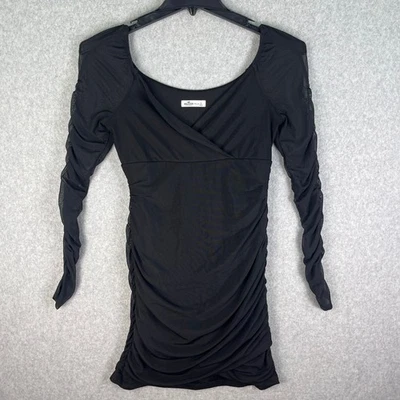 Vestido ajustado hollister para mujer S negro de malla acanalado manga larga ropa de club nocturno Foto 1 de 4