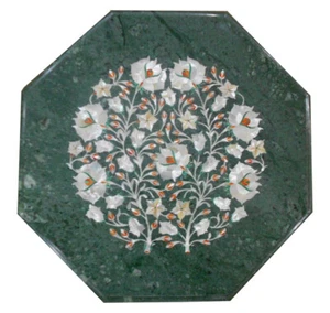 24" Green Marble Balcony Evening Coffee & Tea Table Top Mop Bar Furniture Decors - Picture 1 of 9