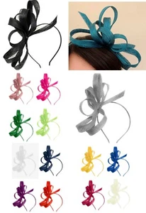 Vegan Fascinator on Headband Wedding Royal Ascot Races Bespoke Sinamay Hair Band - Picture 1 of 20