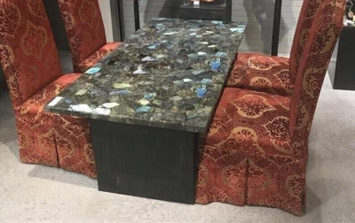 60" x 30" Labradorite Gemstone Dining Table Top Stunning Rectangle Centerpiece - Image 1 of 4