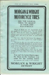 1909 4 Seiten Morgan & Wright Motorradreifen Anzeige / Seiten verbunden als Ordner - Bild 1 von 1
