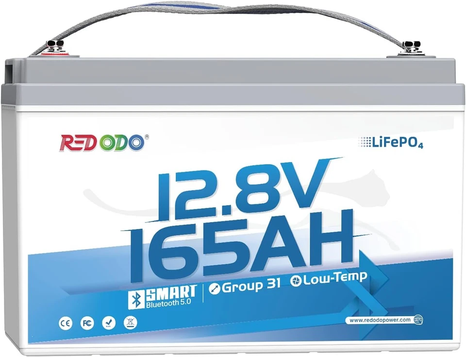Batería de Litio Redodo 12V 165Ah LiFePO4 con Bluetooth 165A Grupo 31 -Excelente Foto 1 de 4