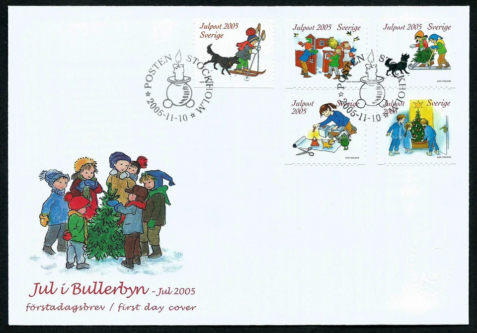 SWEDEN, SCOTT # 2521-2522, FDC COVER - CHRISTMAS TREE, CHILDREN, WINTER, 2005 - Image 1 of 1