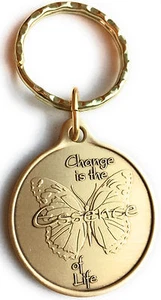 Change Is The Essence of Life Butterfly Bronze Serenity Prayer Change Keychain - Picture 1 of 7
