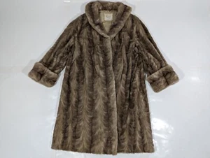Vintage d'Jamis Fur Women's Real Fur Coat Size Large Brown 3/4 Length - Picture 1 of 13