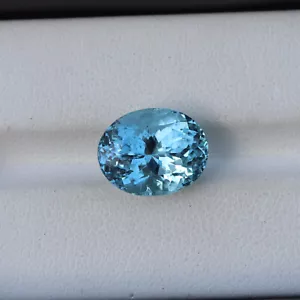 5,9 Karat 12,2x9,7 mm natürlich feinblau Farbe Aquamarin ovale Form für Anhänger - Bild 1 von 8