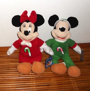 DISNEY MICKEY & MINNIE MOUSE PIJAMA NAVIDAD PELUCHE PELUCHE MUÑECA NUEVO CON ETIQUETAS - Imagen 1 de 1