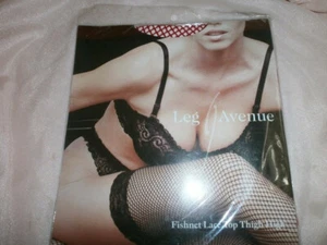 LEG AVENUE FISHNET LACE TOP THIGH-HIGHS - RED -- FITS 90-165 LBS. - Picture 1 of 3