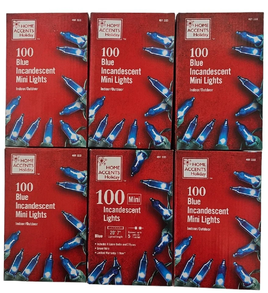 Home Accents Holiday Indoor/outddor 100 Mini Blue Christmas Lights