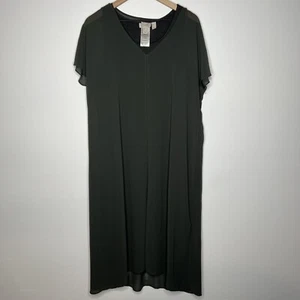 Logo Lori Goldstein Green Gray Layered Maxi Dress Size Large - Picture 1 of 6