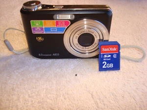 GE A835 Black 8MP Digital Camera With 2GB Sandisk Memory Card - Picture 1 of 4