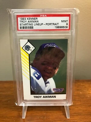 1993 Troy Aikman Kenner Starting Lineup "PORTRAIT" Card Graded PSA 9 MINT *POP 7 - Image 1 of 2