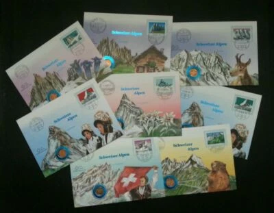 [SJ] Switzerland Mountain 1991 Flower Fauna FDC (coin cover 8's) *rare *diff PMK - Image 1 of 4