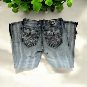 Pantalones de mezclilla Rock Revival, para hombre talla 34x30, Torin Taper, azul descolorido desgastado, - Imagen 1 de 14