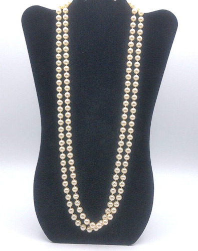 OFF WHITE Collana Vintage Bianco Crema Finta Perla Perline 29in Filo Tenuta