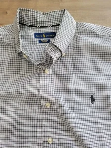 Ralph Lauren Button Down Men XL 100% Cotton Stretch Check White Black Preppy - Picture 1 of 6