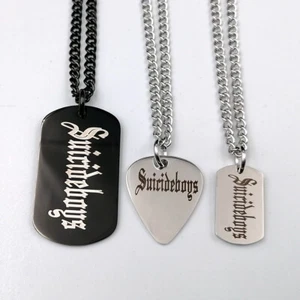 Suicideboys Perro Etiqueta Guitarra Púa Acero Inoxidable Collar Collar Borde Cadena - Imagen 1 de 14