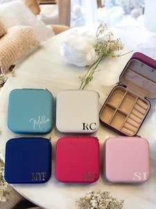 Personalised Jewellery Box Bridesmaid Gifts Jewellery Box Travel Jewellery Case, - Picture 1 of 7