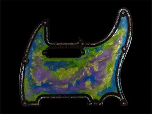 Telecaster Pickguard Ręcznie robiony niestandardowy metal epoksydowy Egzotyczne drewno Masa perłowa - Zdjęcie 1 z 3
