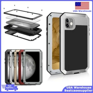 Shockproof Metal Hard Case Tempered Glass For iPhone 16 15 Pro max 14 13 Mini 12 - Picture 1 of 15
