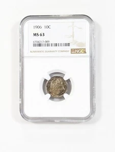 1906 Barber Dime 10C NGC MS63 ~ Original Glanz PQ+ - Bild 1 von 4
